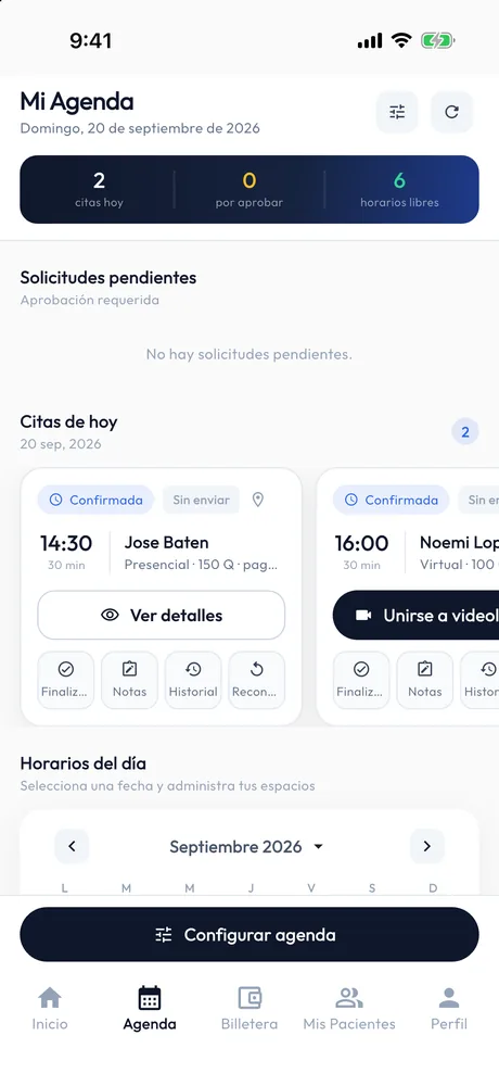 Agenda del profesional